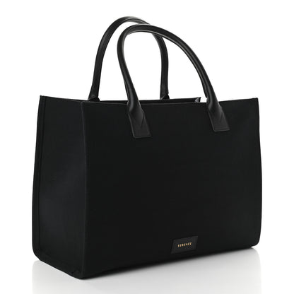 Versace Canvas Suppler Calfskin Cabas GV Signature Tote Black 3 of 8