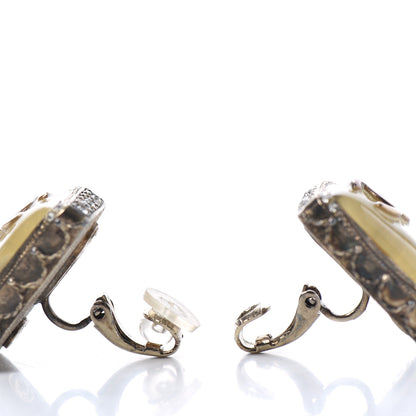 Chanel Gripoix Poured Glass Crystal CC Clip on Earrings Gold 3 of 4