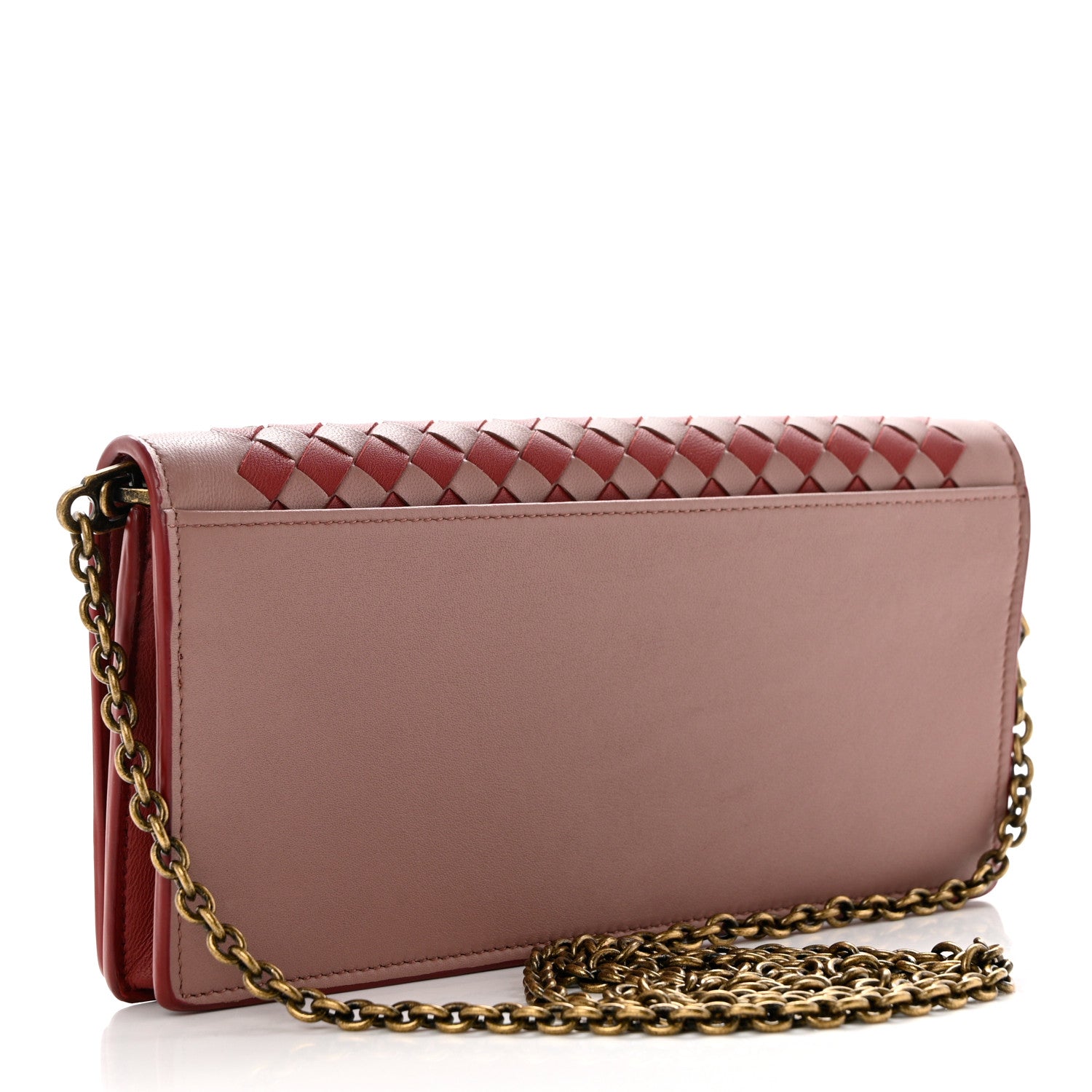 Bottega Veneta Nappa Intrecciato Continental Wallet on Chain Deco Rose Baccarra Rose 3 of 10