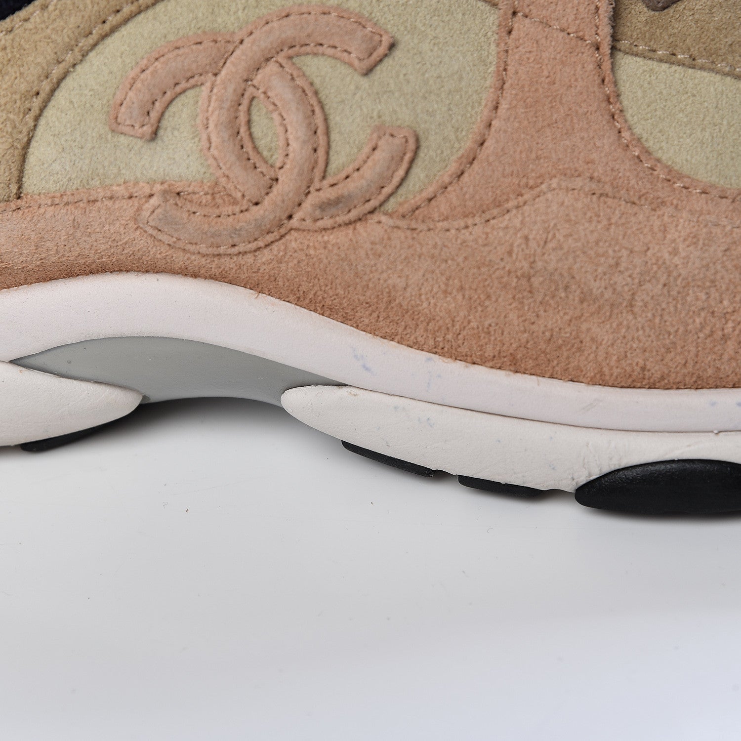Chanel Suede Calfskin Womens CC Sneakers 37 Brown Beige 9 of 12