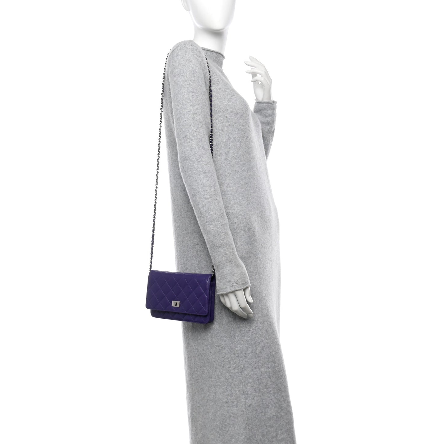 Lambskin Quilted Reissue Wallet On Chain WOC Purple