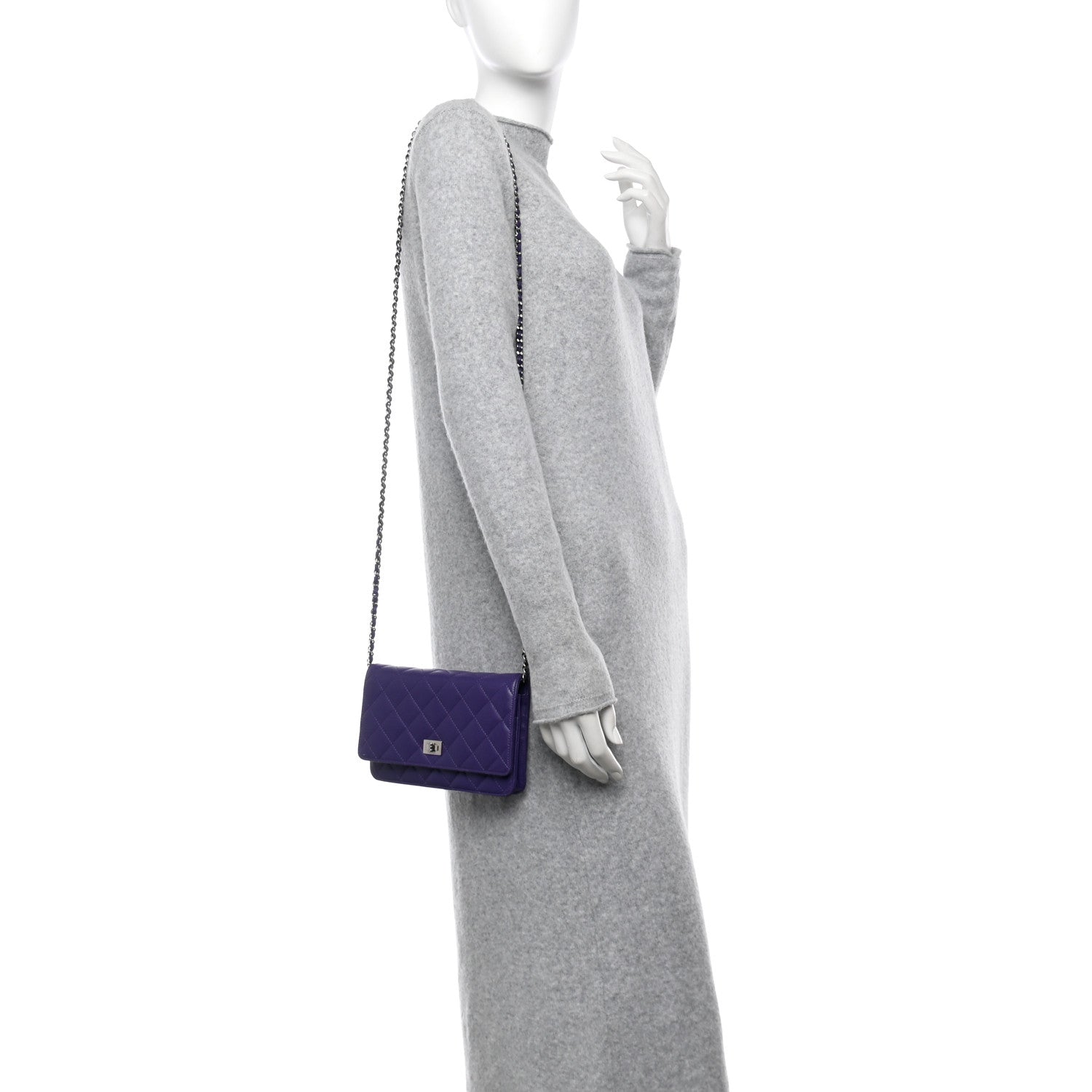 Chanel Lambskin Quilted Reissue Wallet On Chain WOC Purple 2 of 13