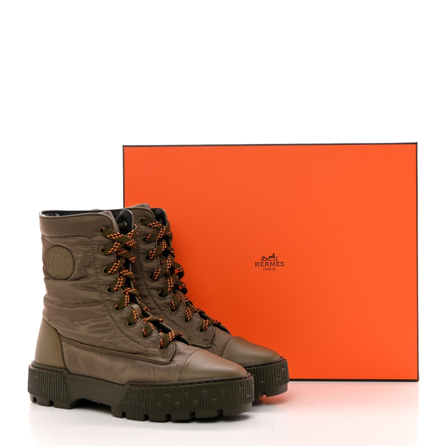 Hermes Calfskin Parachute Fresh Ankle Boots 37 Khaki 10 of 10