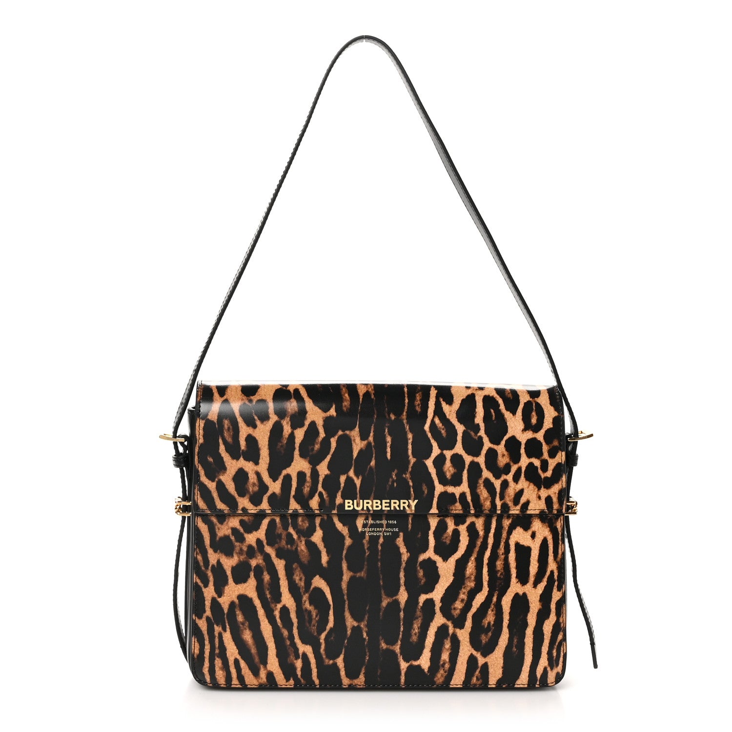 Burberry Calfskin Leopard Large Grace Bag Dark Mustard 1 of 9