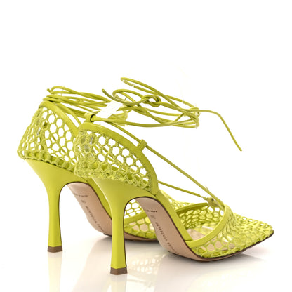 Bottega Veneta Mesh Nappa Stretch Ankle Tie Sandals 39 Kiwi 5 of 15