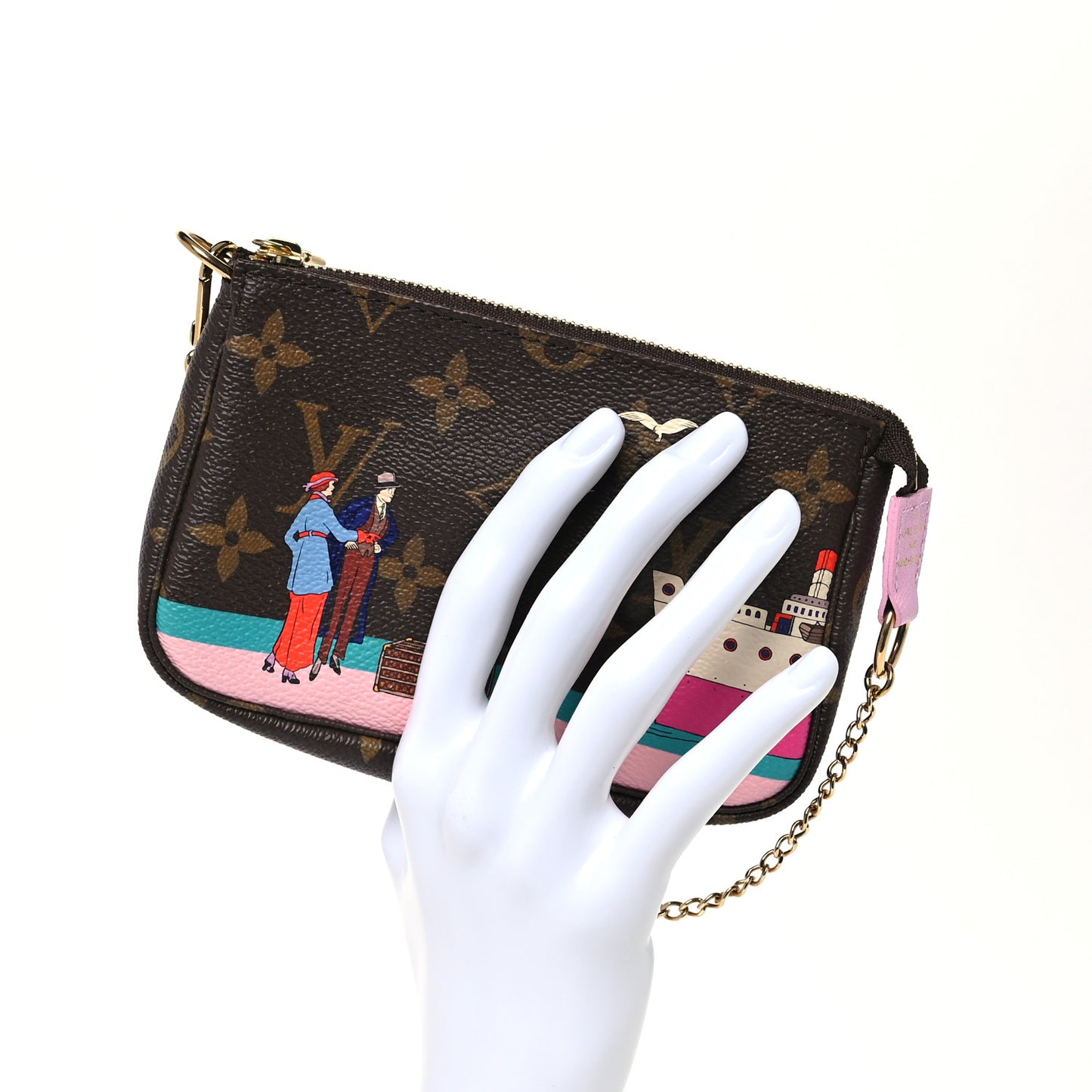 Monogram 2016 Christmas Animation Mini Pochette Accessories Rose Ballerine