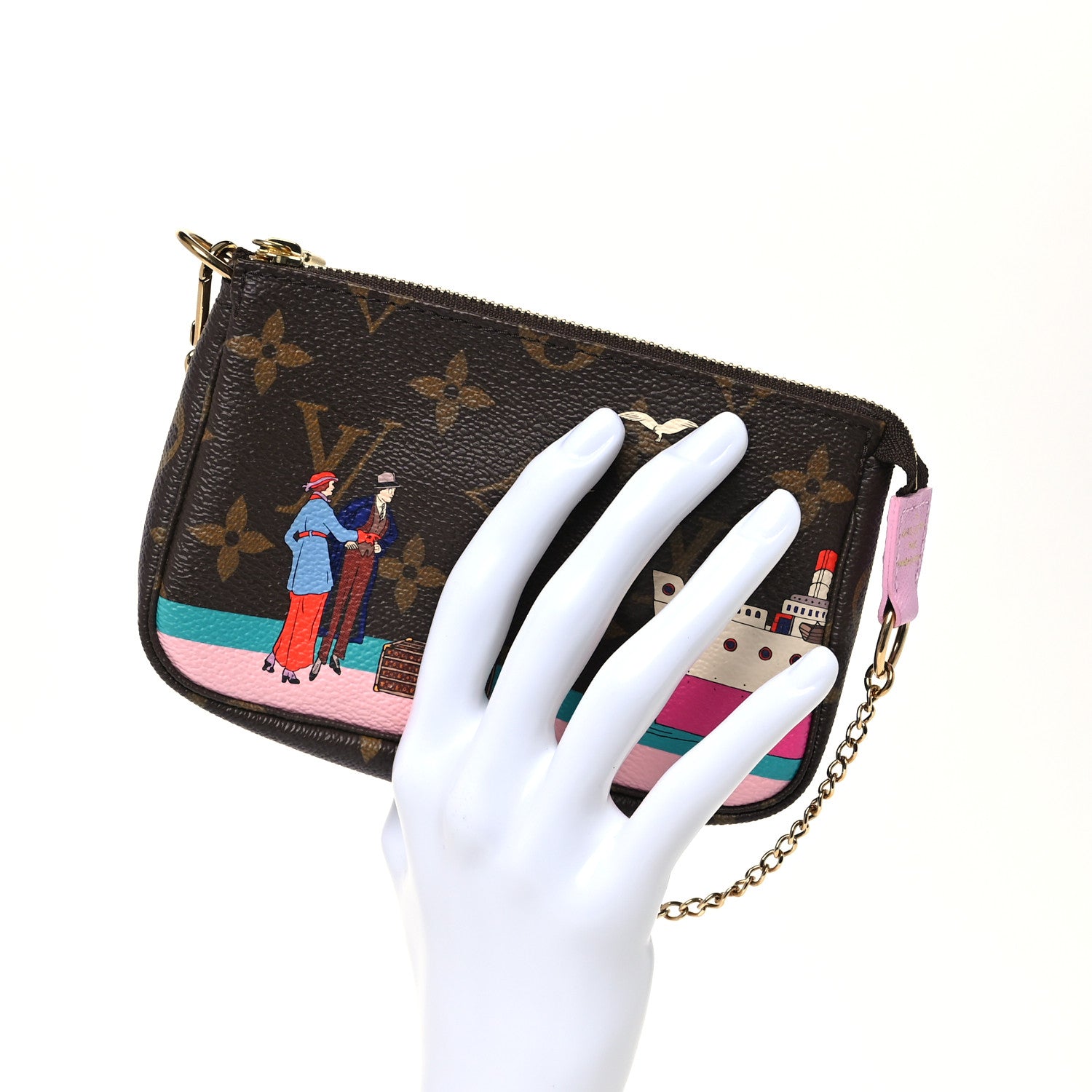 Louis Vuitton Monogram 2016 Christmas Animation Mini Pochette Accessories Rose Ballerine 2 of 7
