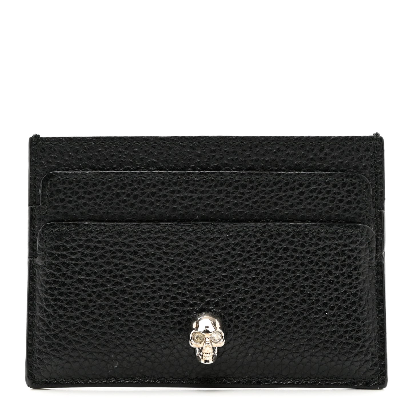Calfskin Skull Card Holder Black