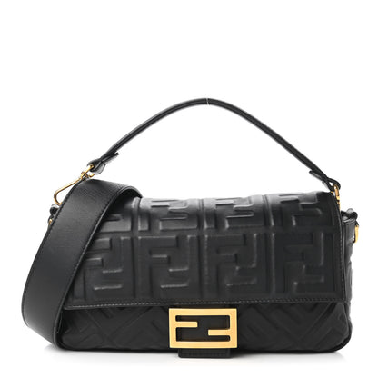 Fendi Nappa FF 1974 Embossed Baguette Black 1 of 10