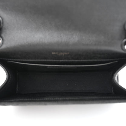 Saint Laurent Grain De Poudre Textured Mixed Matelasse Triquilt Medium Monogram Monochrome Satchel Black 5 of 11