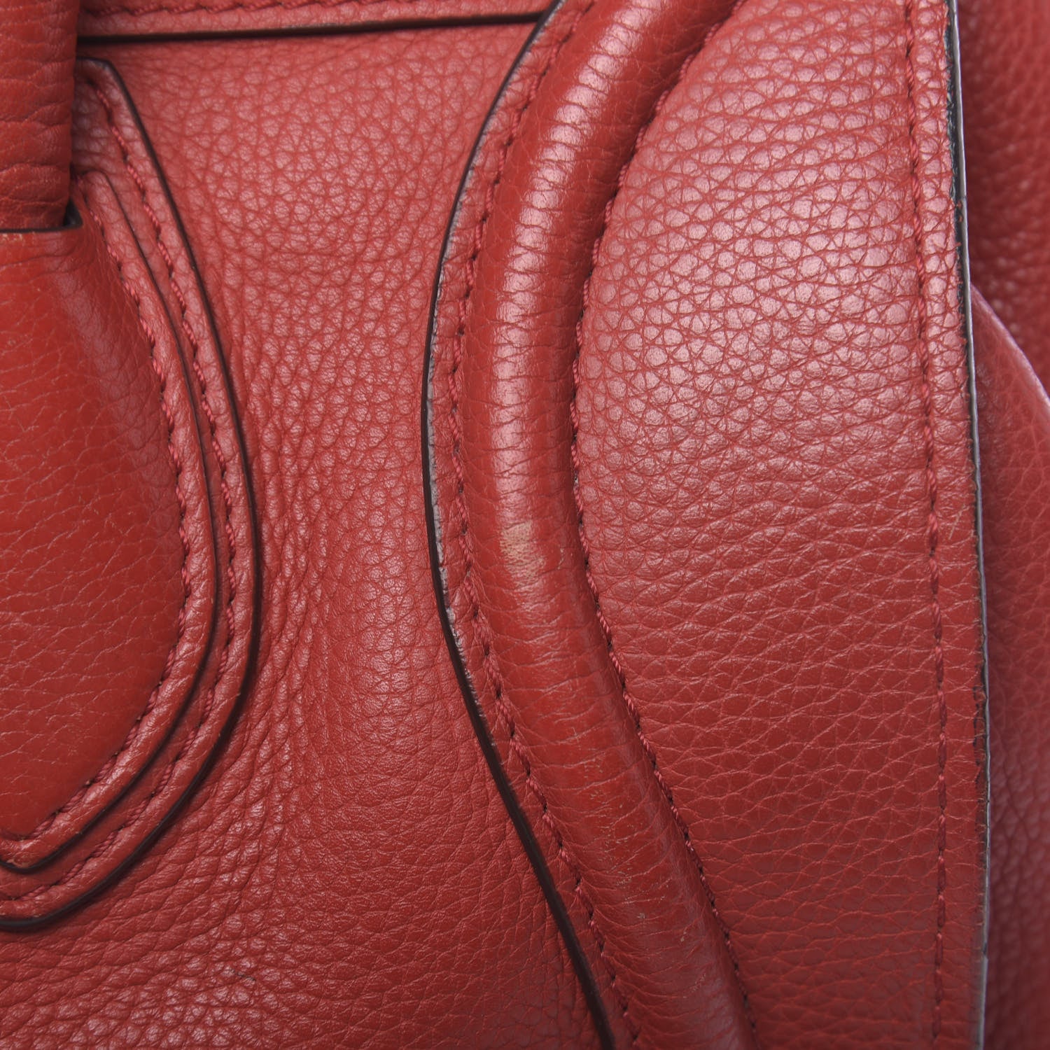Celine Drummed Calfskin Mini Luggage Red 8 of 21