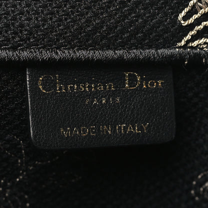 Christian Dior Canvas Embroidered Large Ornamental Cornely Book Tote Black Beige 7 of 13