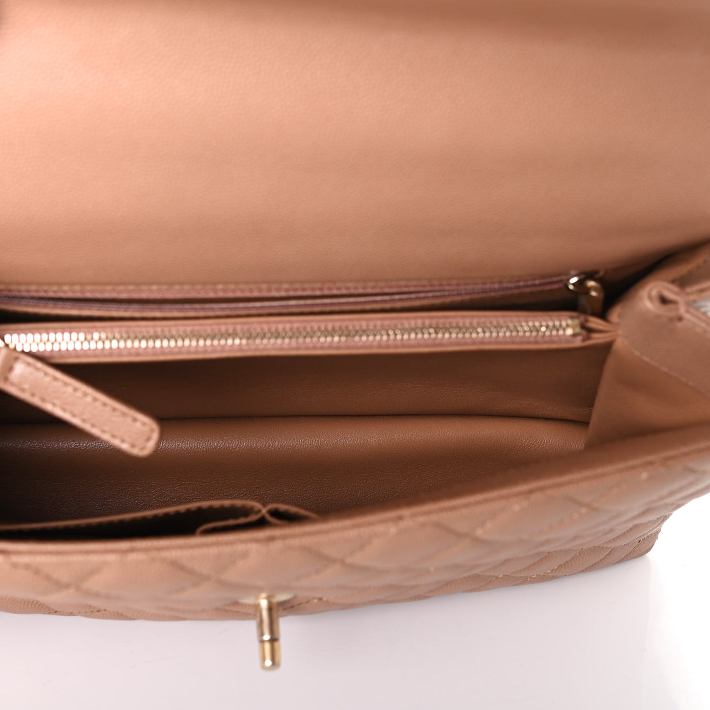 Caviar Lizard Quilted Medium Coco Handle Flap Beige