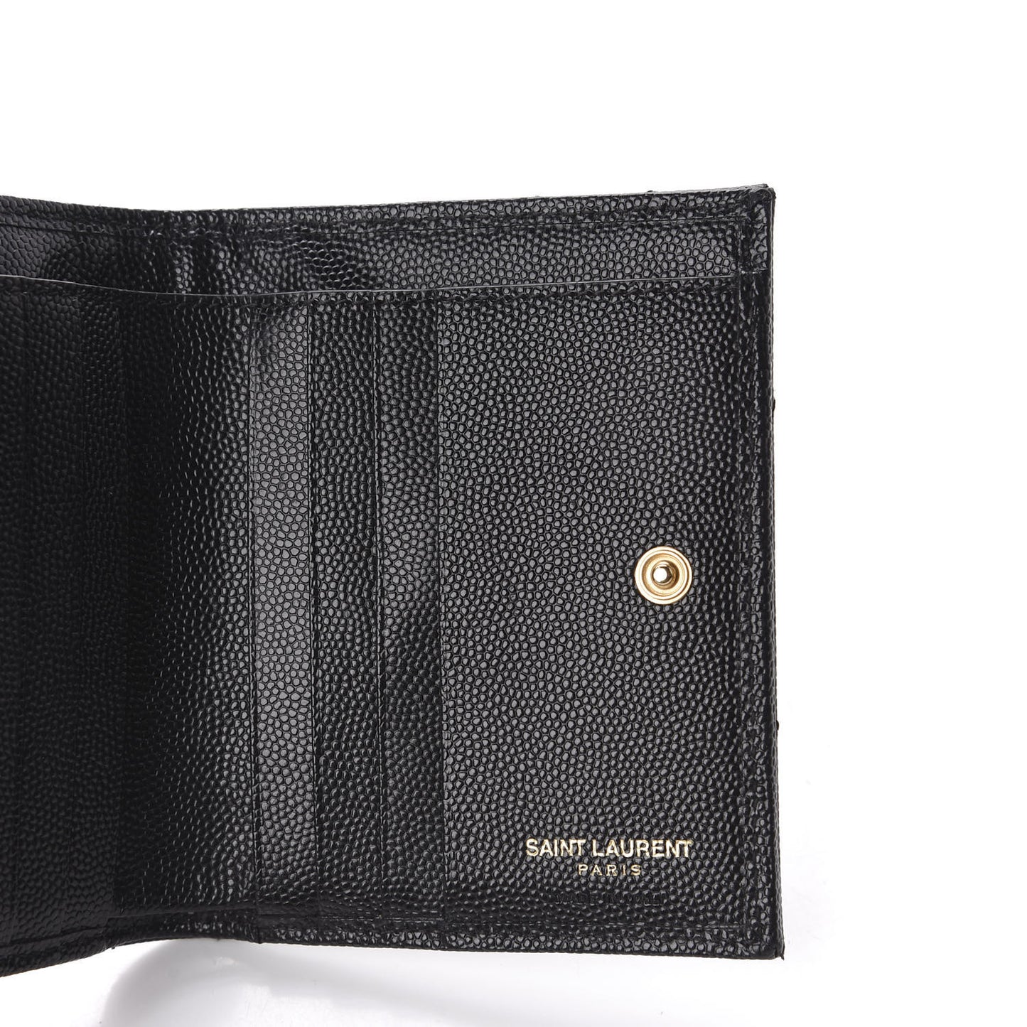 Grain De Poudre Matelasse Chevron Monogram Compact Wallet Black