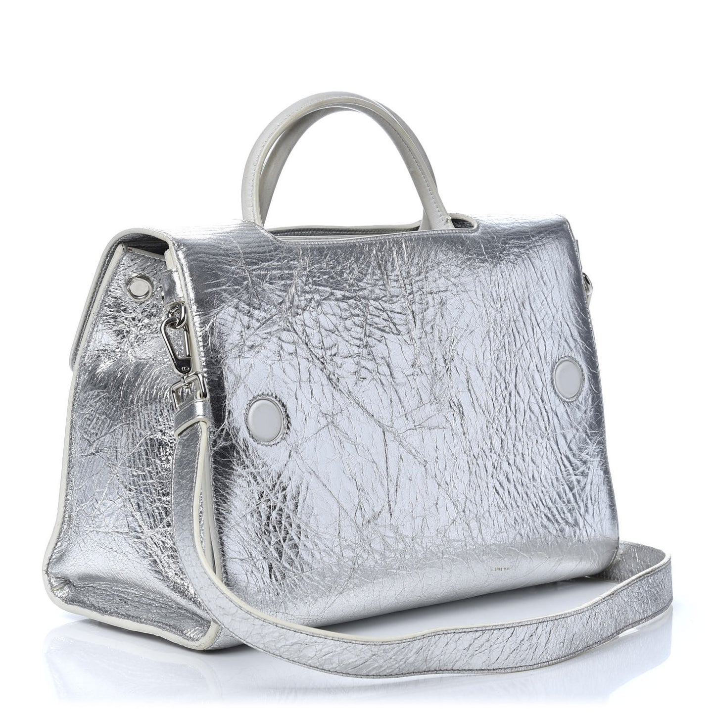 Metallic Calfskin Medium Diorever Flap Silver