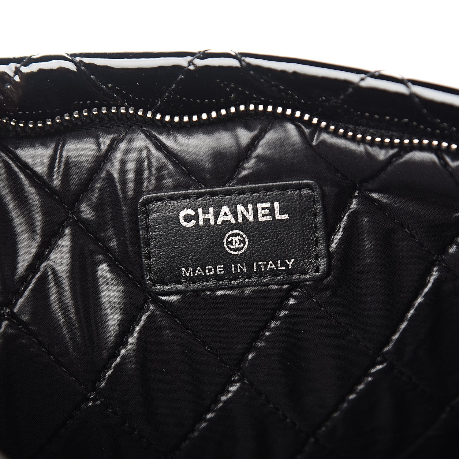 Chanel Patent Calfskin Quilted Beauty CC Clutch Black 6 of 8