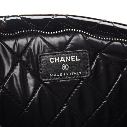 Chanel Patent Calfskin Quilted Beauty CC Clutch Black 6 of 8