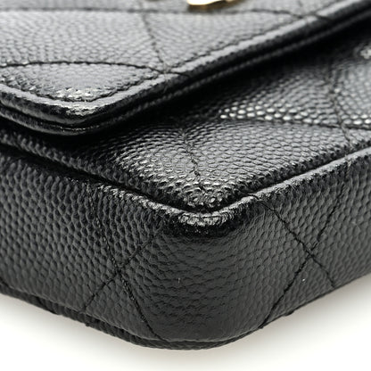 Chanel Caviar Quilted Mini Pearl On Top Coin Purse With Chain Black 8 of 9