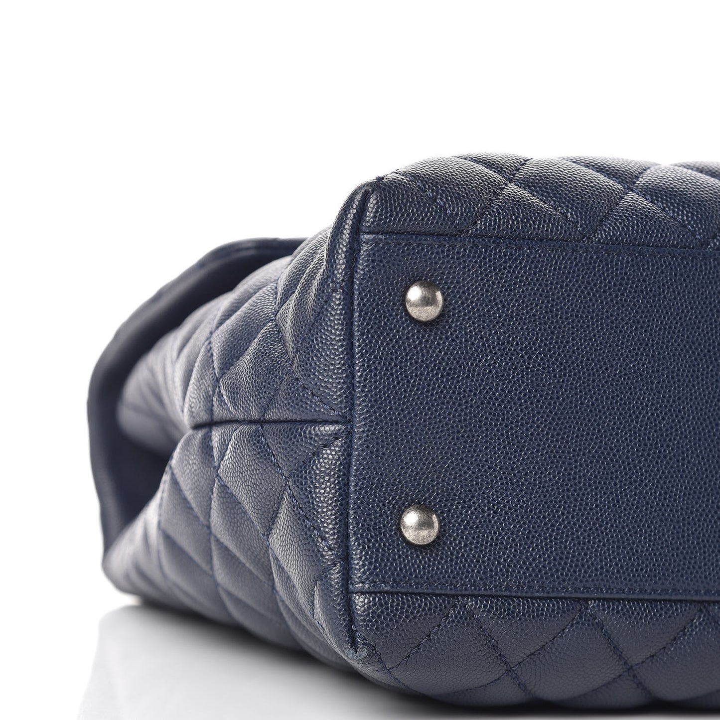 Caviar Quilted Large Coco Handle Flap Navy Blue