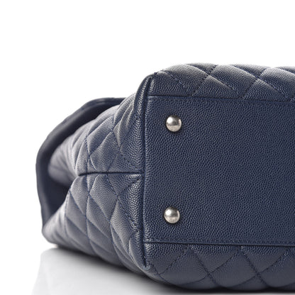 Chanel Caviar Quilted Large Coco Handle Flap Navy Blue 5 of 11