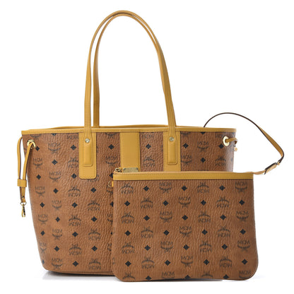 MCM Visetos Medium Liz Reversible Shopper Tote Cognac Yellow 1 of 16