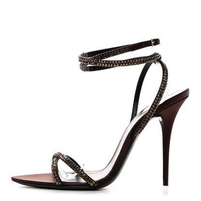 Saint Laurent Satin Crystal Ava 105 Sandals 36.5 Amaranth 1 of 7