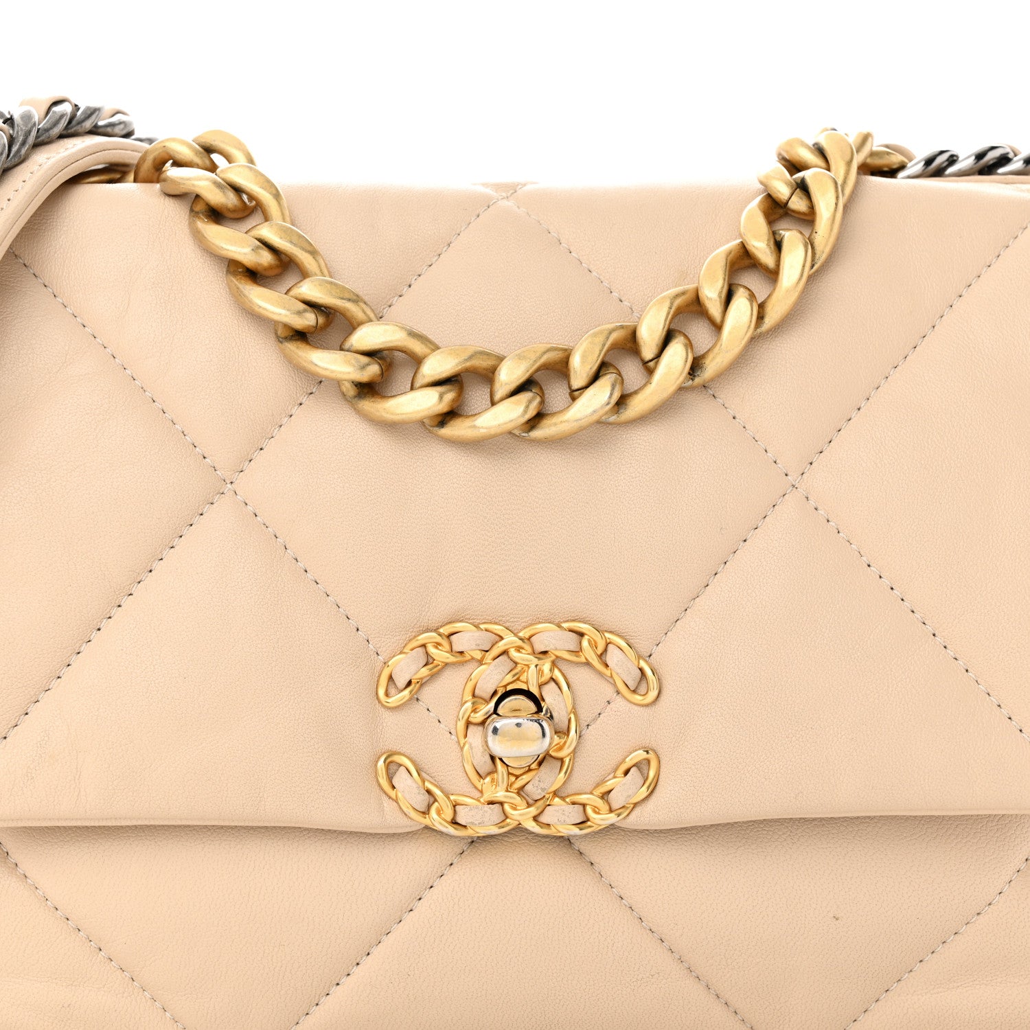 Chanel Lambskin Quilted Medium Chanel 19 Flap Beige 8 of 21