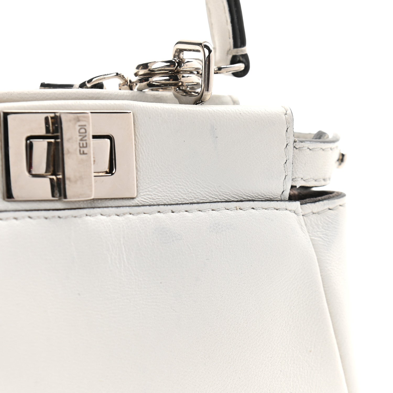 Fendi Shiny Nappa Micro Peekaboo Iconic Satchel White 11 of 11