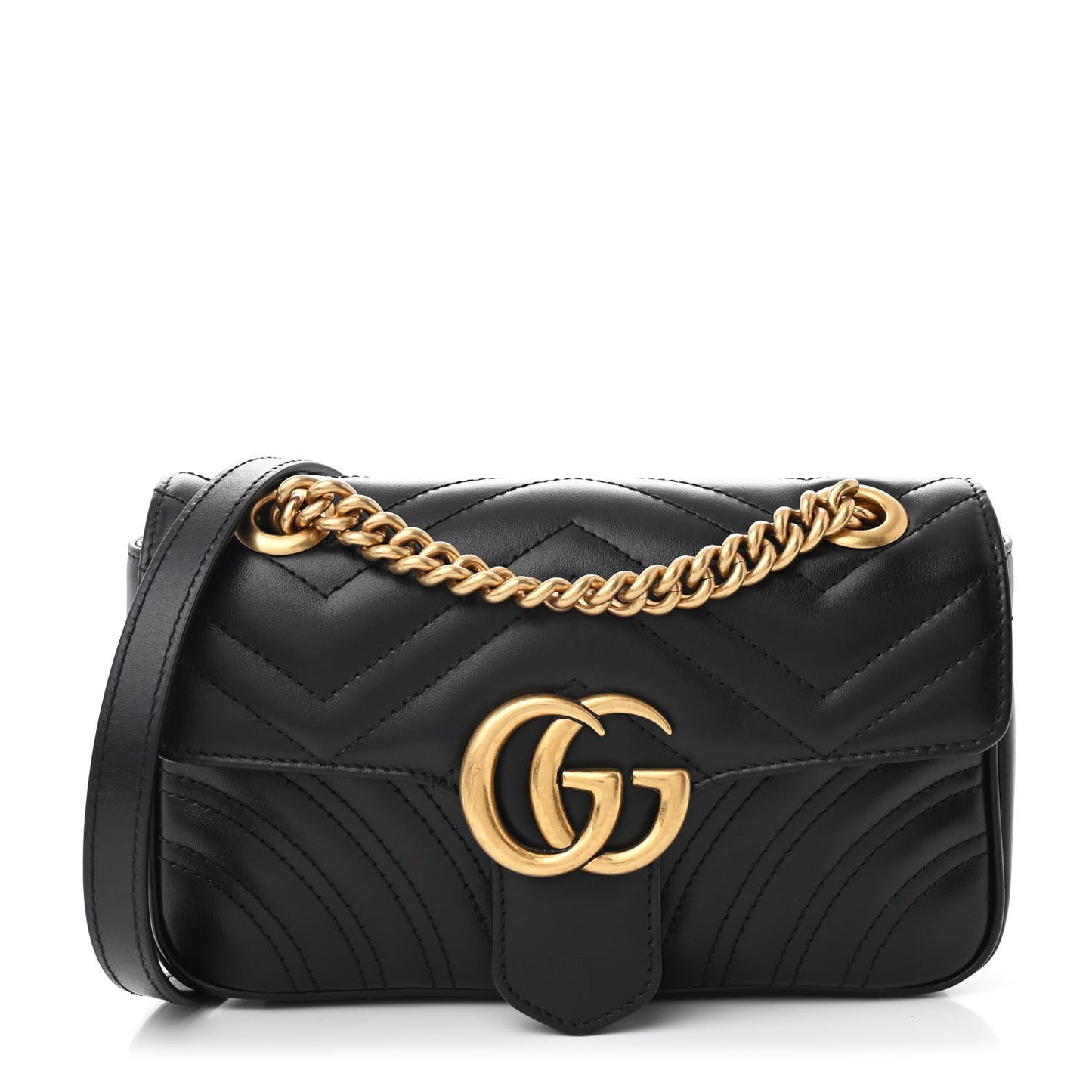 Calfskin Matelasse Mini GG Marmont Shoulder Bag Black
