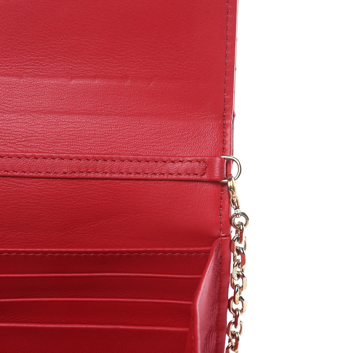 Christian Dior Patent Cannage Miss Dior Chain Wallet Red 12 of 12