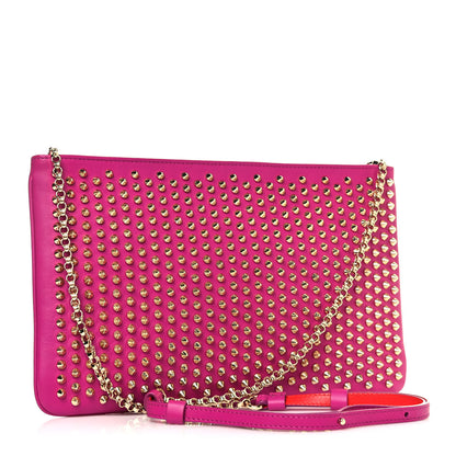 Christian Louboutin Calfskin Studded Loubiposh Chain Clutch Rose Indien Gold 2 of 11
