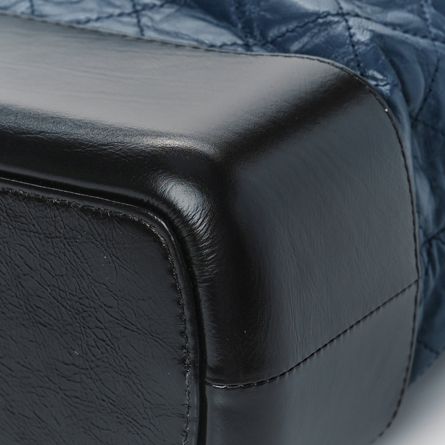 Aged Calfskin Quilted Large Gabrielle Shopping Tote Navy Black