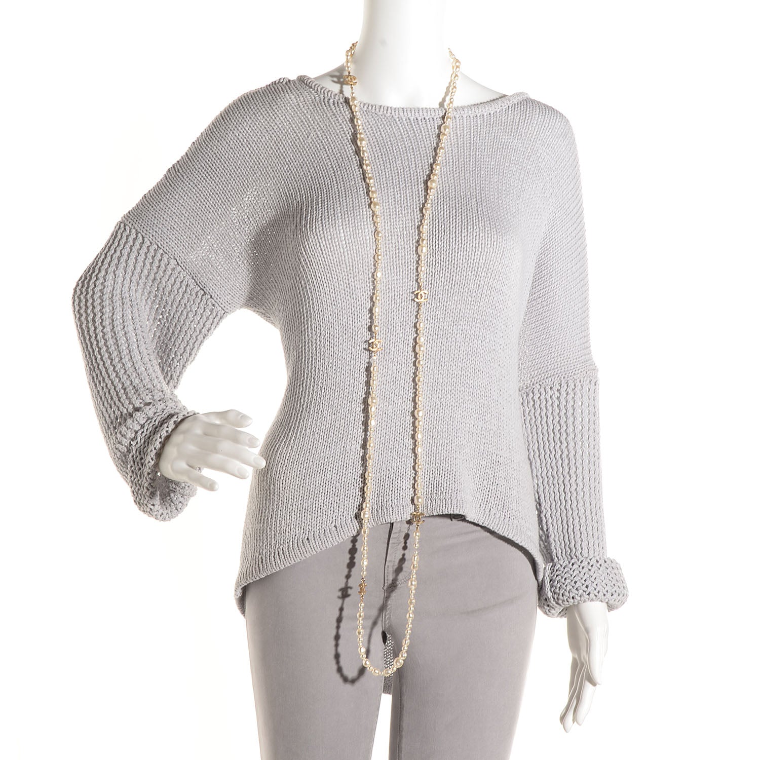 Chanel Irregular Pearl CC Long Necklace Light Gold 2 of 5