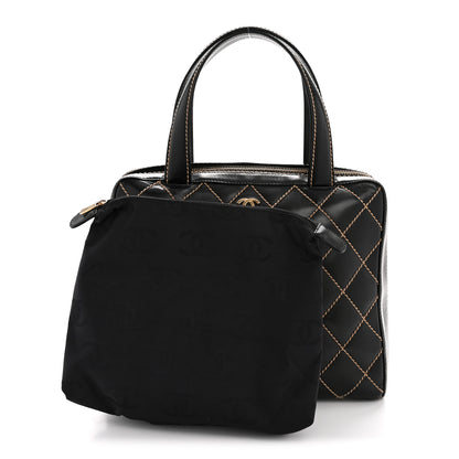 Chanel Calfskin Wild Stitch Vertical Top Handle Bag Black 3 of 16