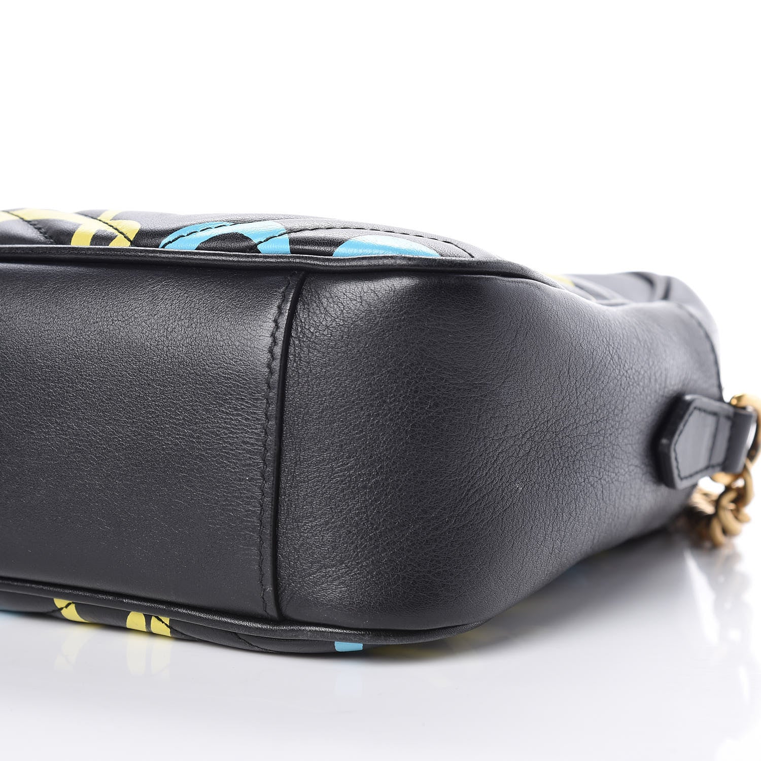 Gucci Calfskin Matelasse GucciGhost Medium GG Marmont Chain Shoulder Bag Black New Acquamarine 11 of 14