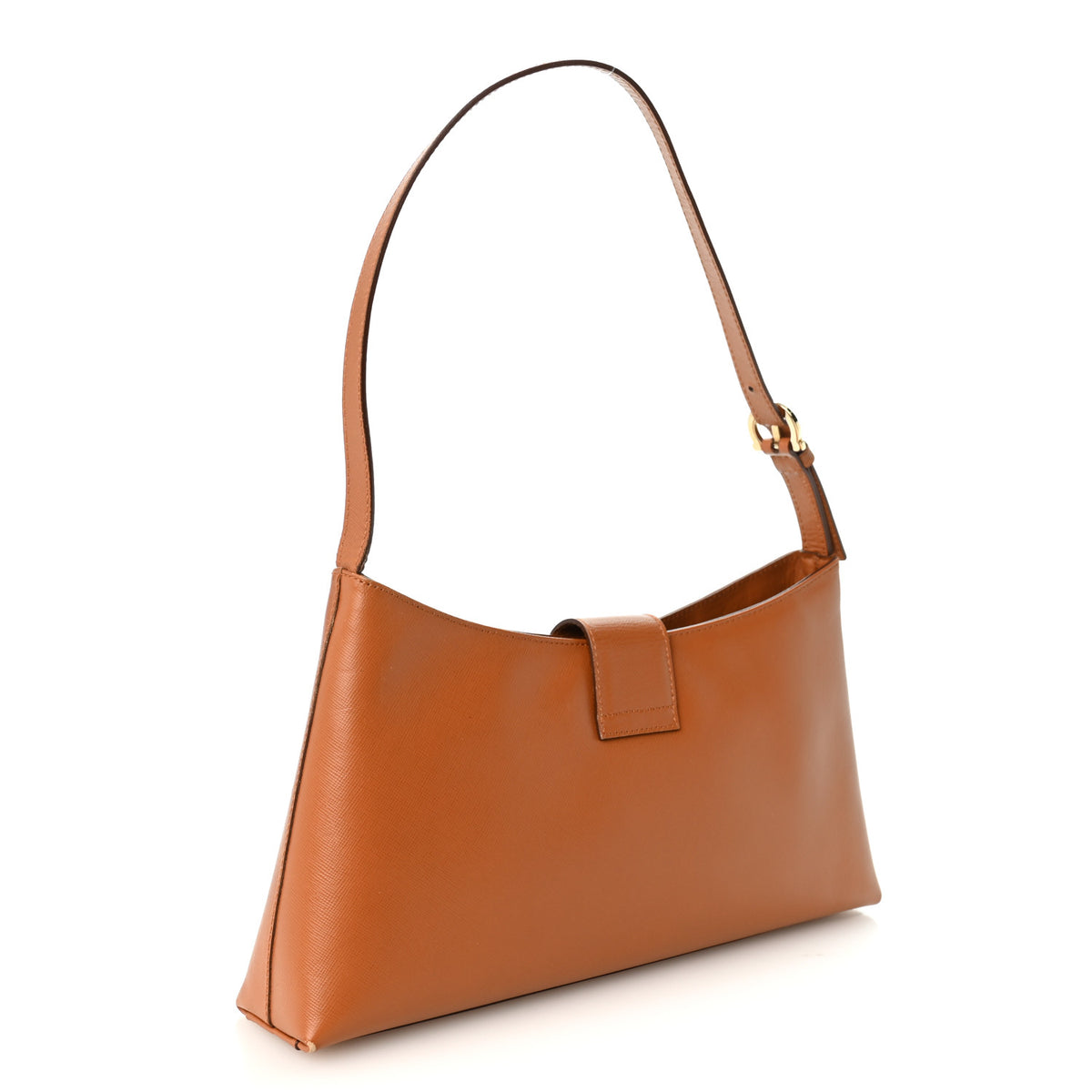Hammered Calfskin Trifolio Shoulder Bag Brown