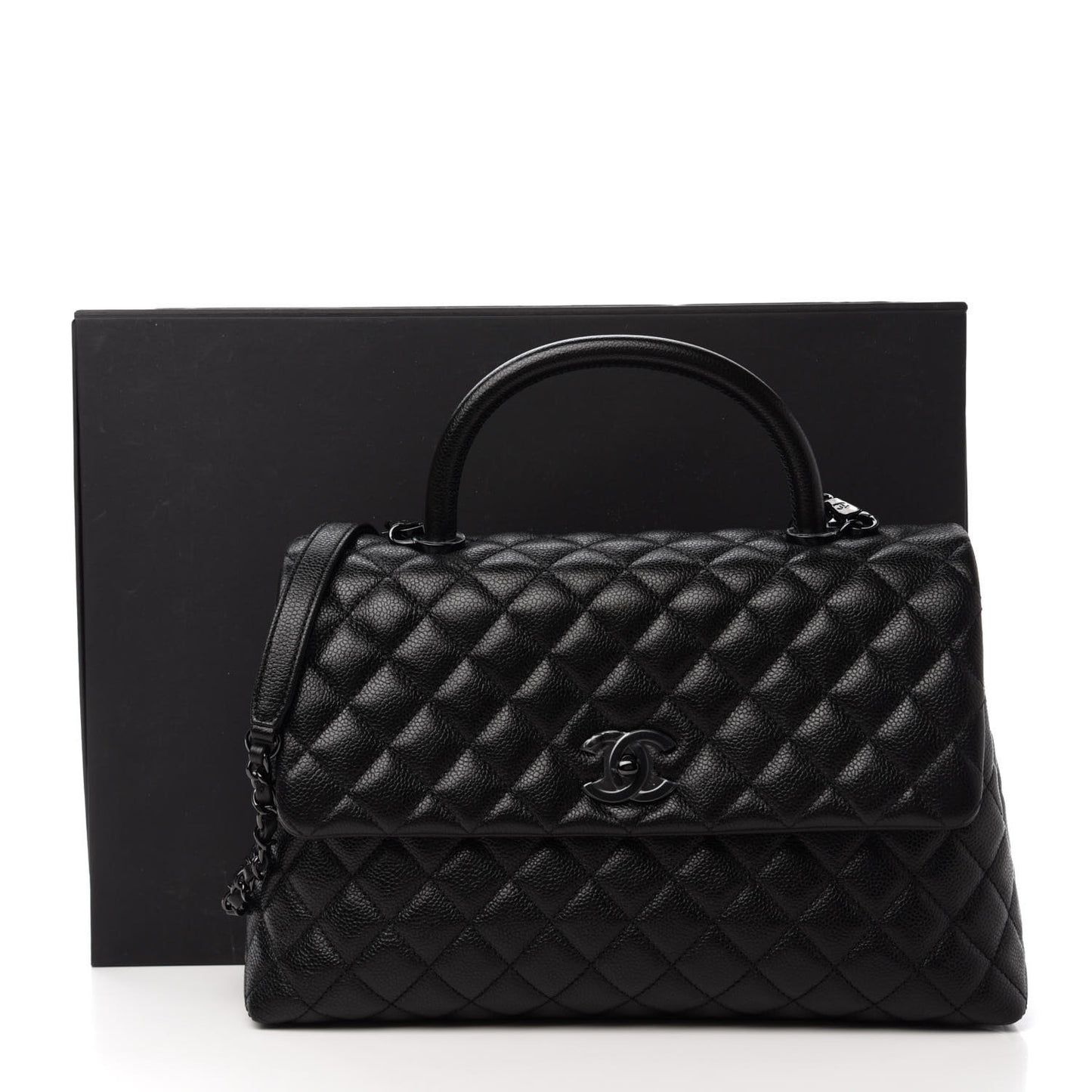 Caviar Quilted Medium Coco Handle Flap So Black