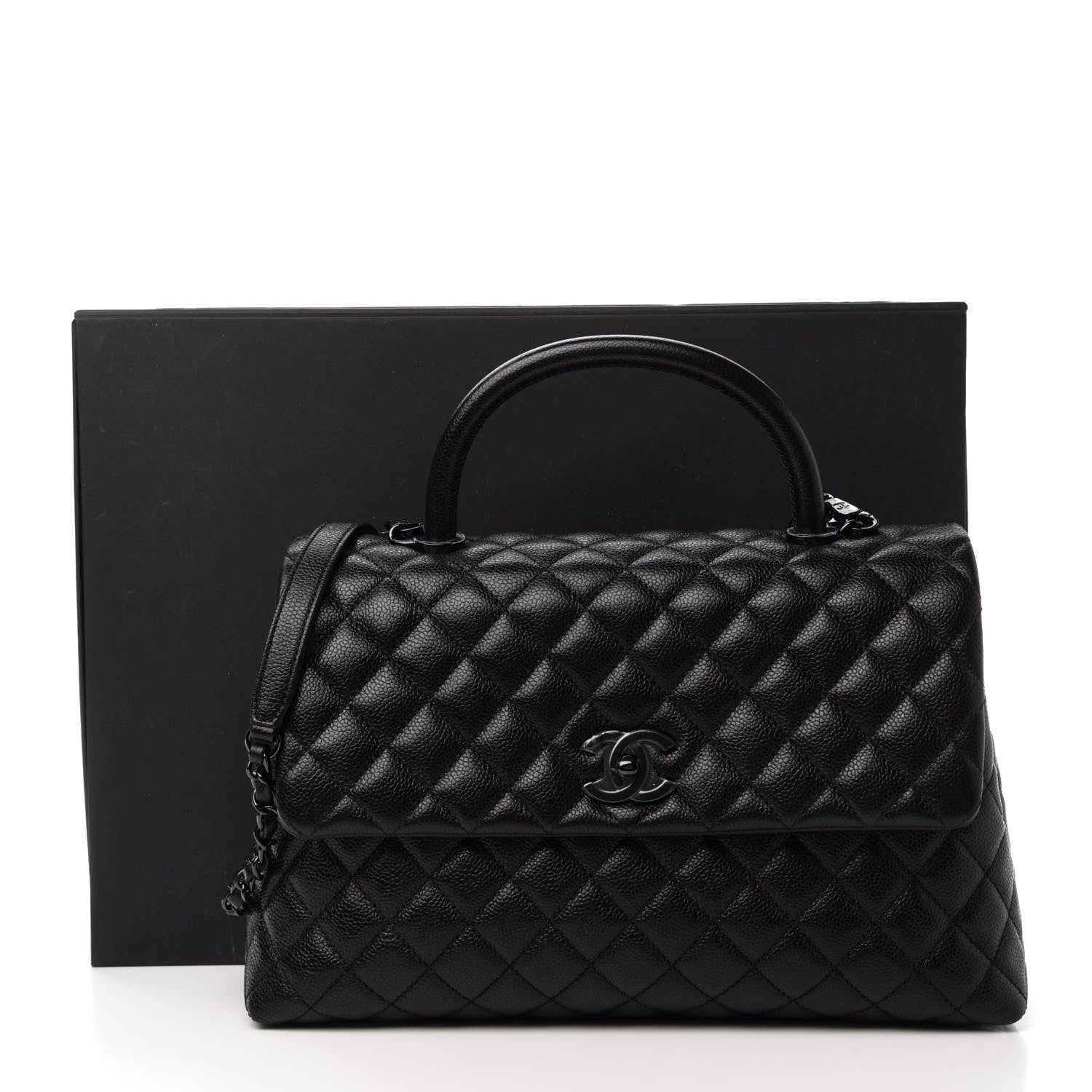 Chanel Caviar Quilted Medium Coco Handle Flap So Black 11 of 11