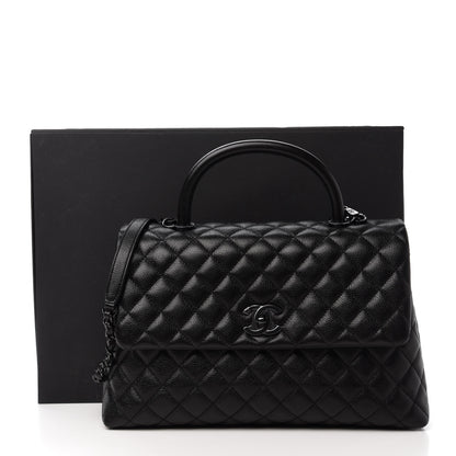 Chanel Caviar Quilted Medium Coco Handle Flap So Black 11 of 11