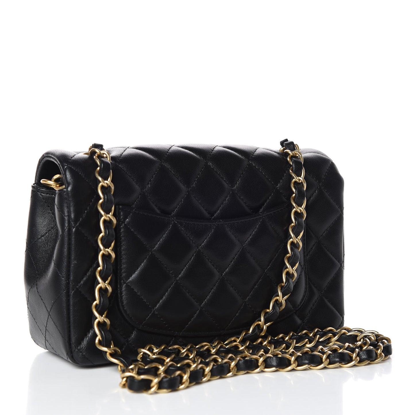 Lambskin Quilted Mini Rectangular Flap Black