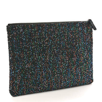 Chanel Canvas Sequin Medium Deauville Cosmetic Pouch Black 3 of 10