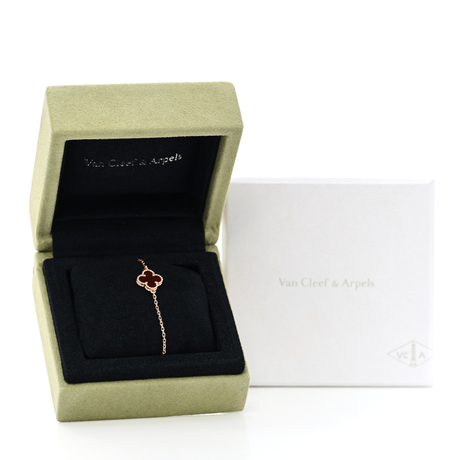 Van Cleef & Arpels 18K Rose Gold Carnelian Sweet Alhambra Bracelet 5 of 5