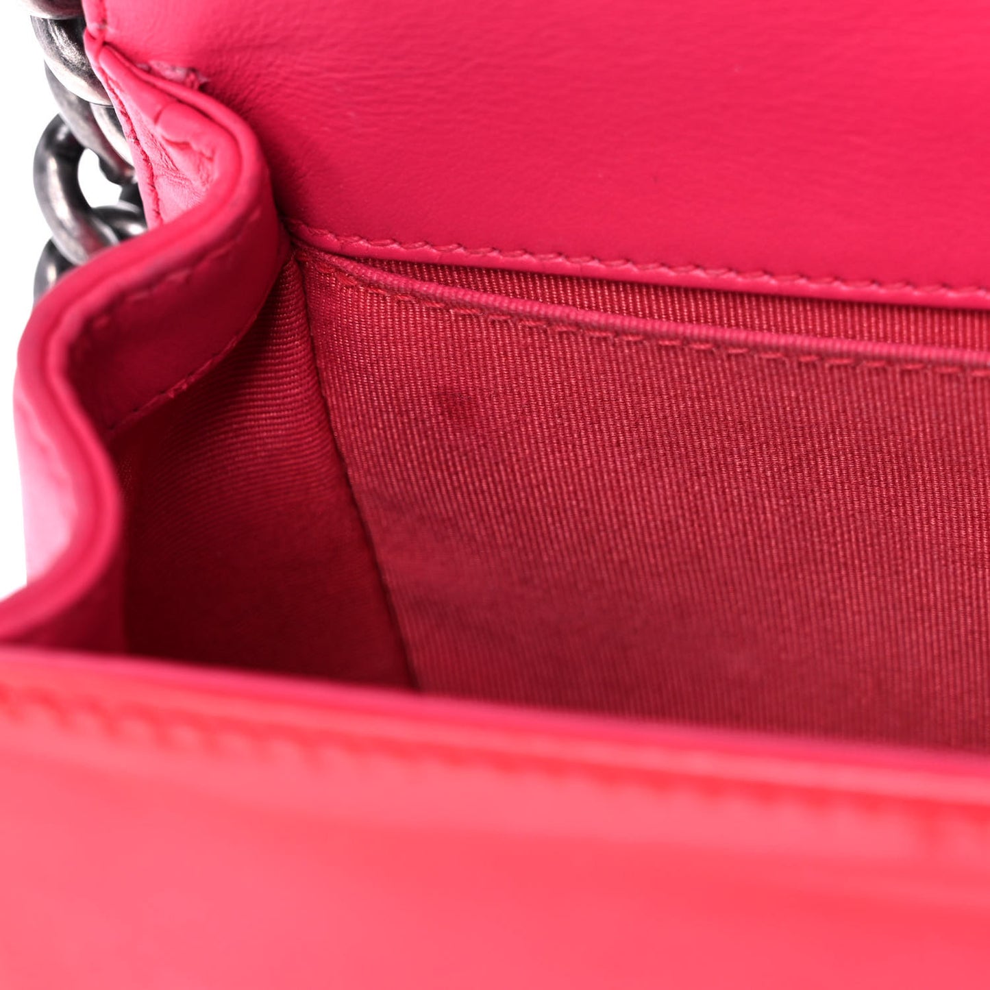 Patent Calfskin Enamel Quilted Medium Boy Flap Dark Pink