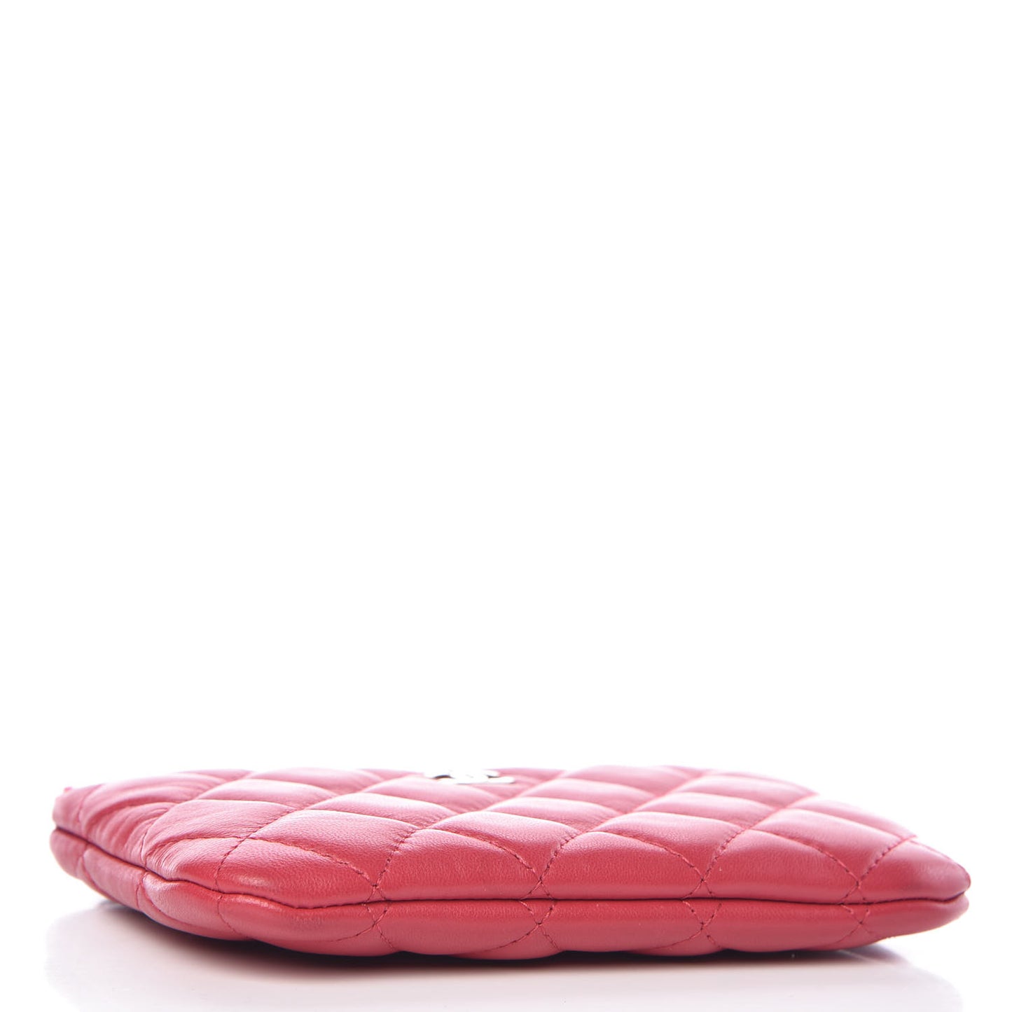 Lambskin Quilted Small Cosmetic Case Dark Pink