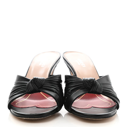Gucci Nappa Crawford Knot Mid Heel Slide Sandals 35 Black 2 of 11