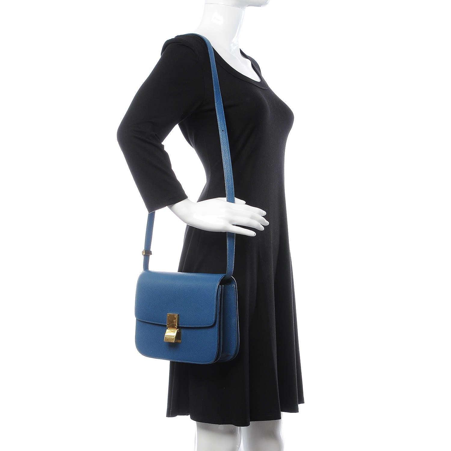 Celine Goatskin Medium Classic Box Flap Bag Deepsea 2 of 10