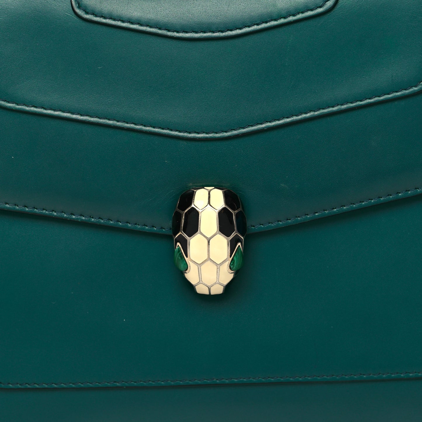 Calfskin Large Serpenti Forever Top Handle Emerald Green