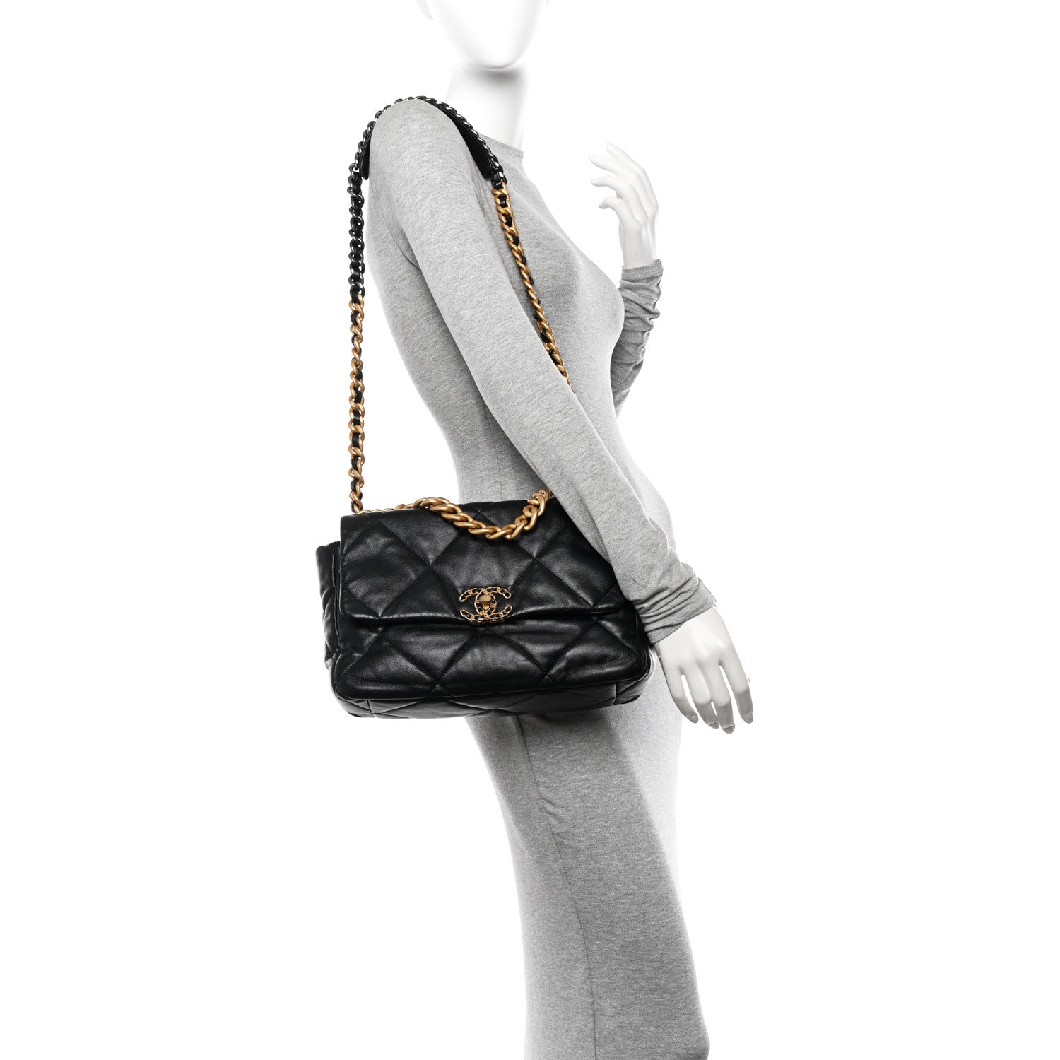 Chanel Lambskin Quilted Large Chanel 19 Flap Black 2 of 13