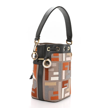Fendi Kuban Canvas Vitello King F is Fendi FF Embroidered Mini Mon Tresor Bucket Bag Tartufo Ebano Multicolor 3 of 10