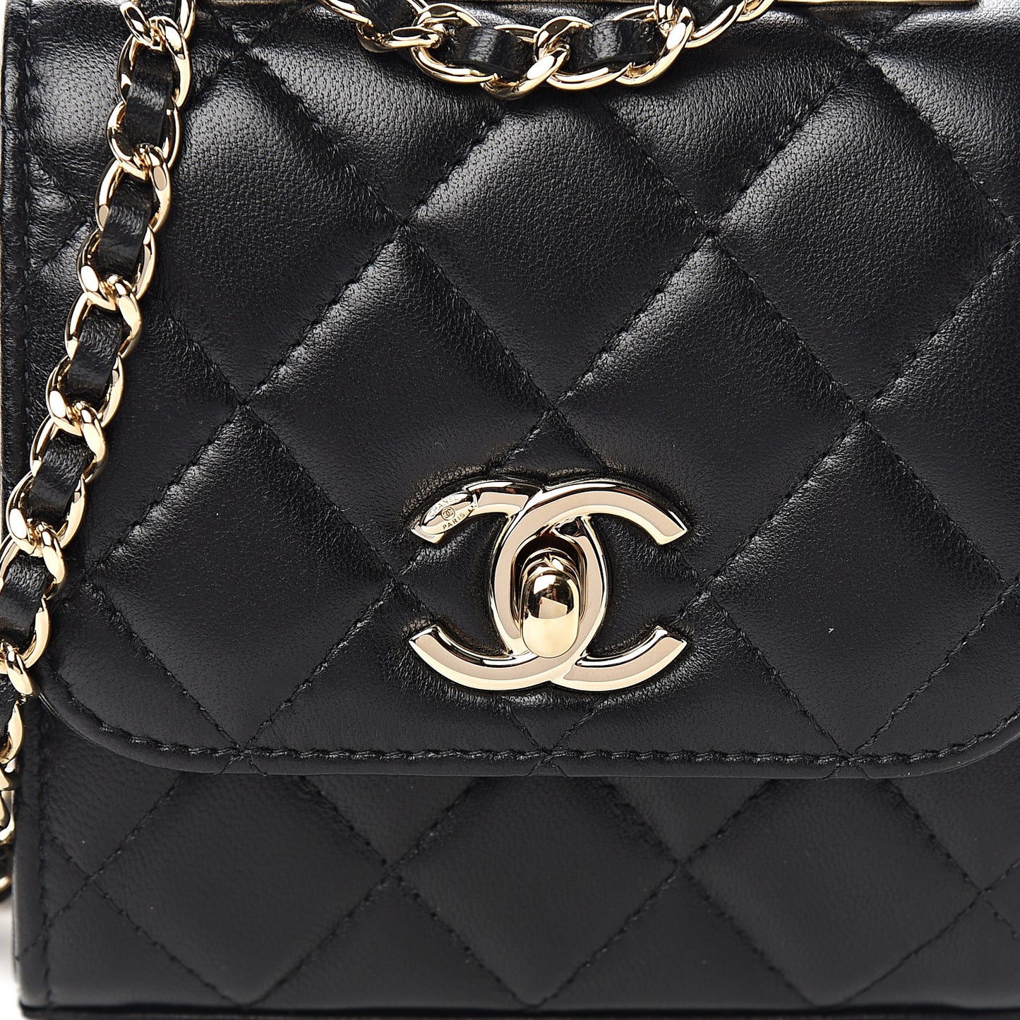 Lambskin Quilted Mini Trendy CC Chain Wallet Black